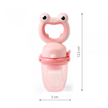BABYONO Cumlík silikónový na kŕmenie Frog pink 6m+