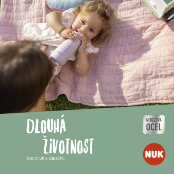 NUK Fľaša Mini-Me Sip nerezová - fialová 300ml, 9m+