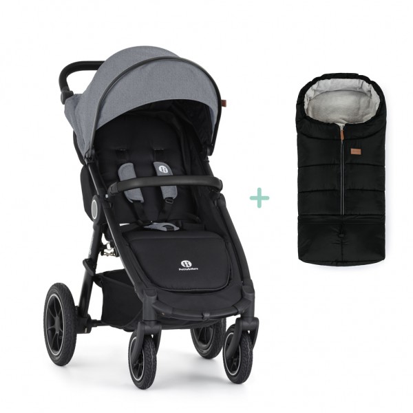 PETITE&MARS Kočík športový Street2 Air Black Ultimate Grey + PETITE&MARS fusak Jibot ZADARMO