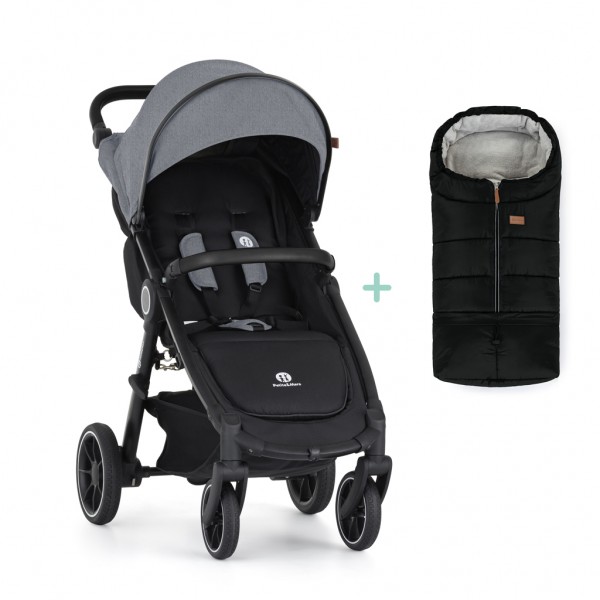 PETITE&MARS Kočík športový Street2 RWS Black Ultimate Grey + PETITE&MARS fusak Jibot ZADARMO