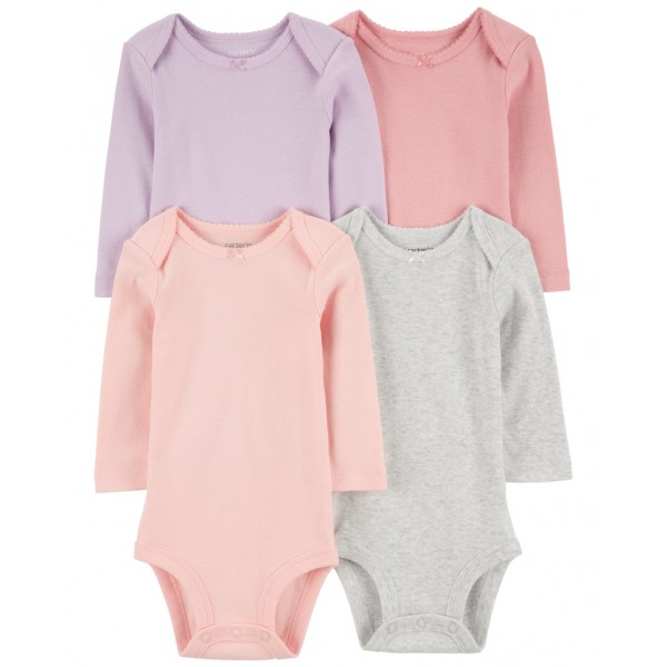 CARTER'S Body dlhý rukáv Purple/Grey/Pink dievča 4ks 9m/ veľ. 74