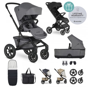 EASYWALKER Kočík kombinovaný Jimmey Iris Grey XXL AIR + RWS + Jackey XL Shadow Black