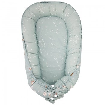 EKO Hniezdo pre bábätko obojstranné bavlnené Dogs Stars Mint 90x60 cm