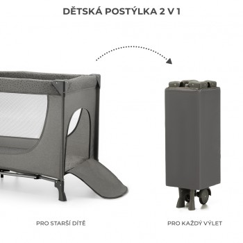 KINDERKRAFT Postieľka cestovná Joy 2 Dark grey