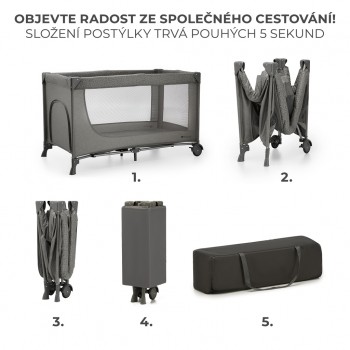 KINDERKRAFT Postieľka cestovná Joy 2 Dark grey