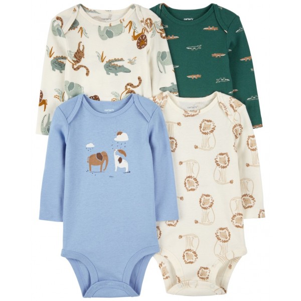 CARTER'S Body dlhý rukáv Blue/Green Safari chlapec 4ks 24m/ veľ. 92