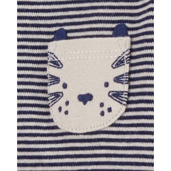 CARTER'S Body dlhý rukáv Navy/Olive Animal chlapec 4ks NB/ veľ. 56