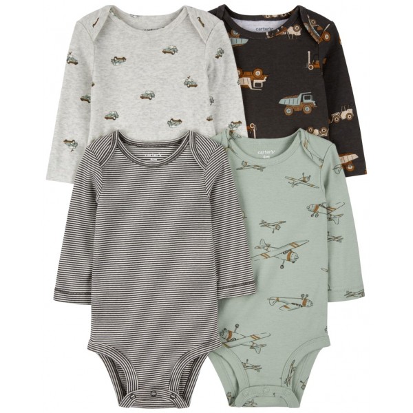 CARTER'S Body dlhý rukáv Green Stripe Airplane chlapec 4ks 24m/ veľ. 92
