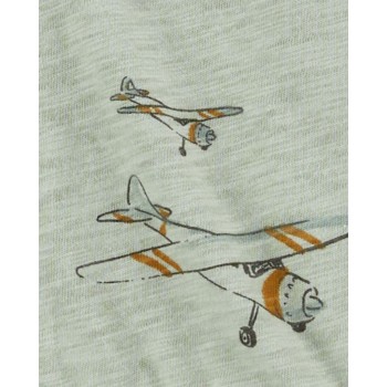 CARTER'S Set 3dielny mikina, tepláky, body kr. rukáv Green Airplane chlapec MFL NB/ veľ. 56