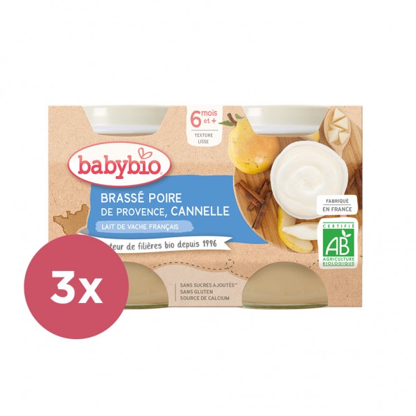 3x BABYBIO Brassé hruška škorice 2x 130 g