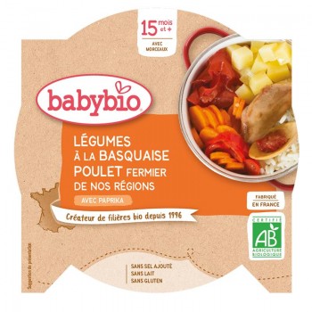 3x BABYBIO Menu zelenina s kuracím mäsom a ryžou 260 g