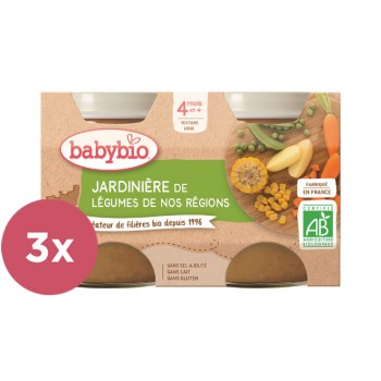 3x BABYBIO Príkrm zeleninová zmes 2x 130 g