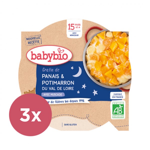 3x BABYBIO Večerné menu gratinovaný paštrnák 260 g