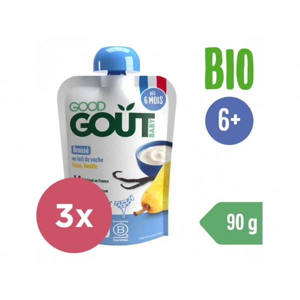 3x GOOD GOUT BIO Jogurt, hruška a vanilka 90 g 