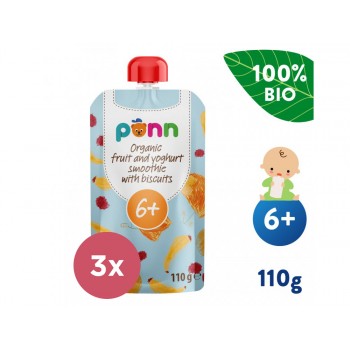 3x SALVEST Põnn BIO Ovocné smoothie s jogurtom a sušienkami (110 g)