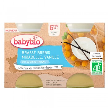 BABYBIO Brassé z ovčieho mlieka mirabelky vanilka 2x 130 g