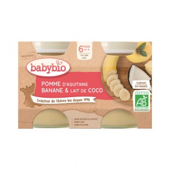 BABYBIO Jablko banán s kokosovým mliekom 2x 130 g