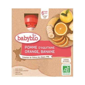 BABYBIO Jablko pomaranč banán 4x 90 g