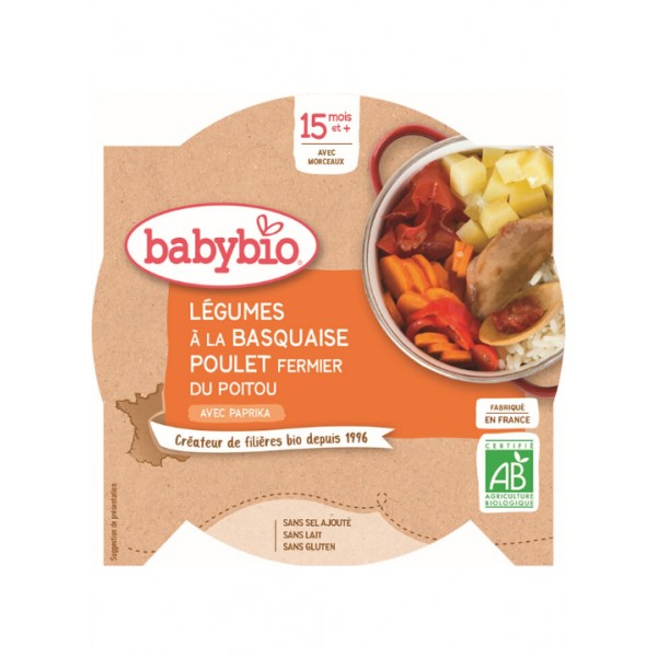 BABYBIO Menu zelenina s kuracím mäsom a ryžou 260 g