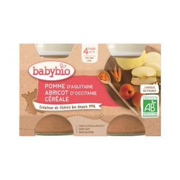 BABYBIO Príkrm jablko, marhuľa, cereálie 2x 130 g