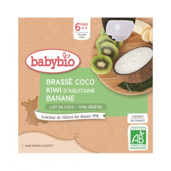 BABYBIO Desiata s kokosovým mliekom - kiwi a banán 4x 85 g