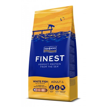 FISH4DOGS Granule malé pre dospelých psov Finest biela ryba so zemakmi 6kg, 1+