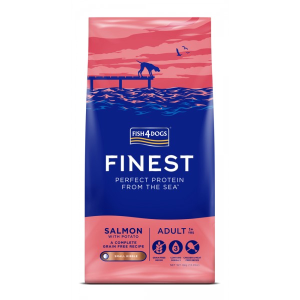 FISH4DOGS Granule malé pre dospelých psov Finest losos so zemiakmi 6kg, 1+