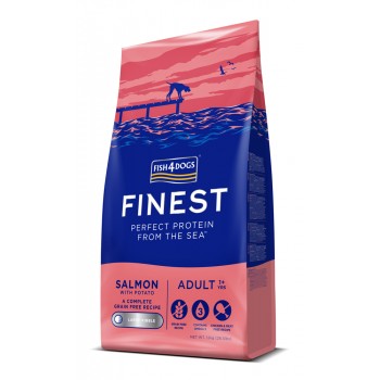 FISH4DOGS Granule veľké pre dospelých psov Finest losos so zemiakmi 12kg, 1+