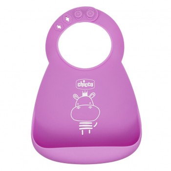 CHICCO Set jedálenský silikónový - pink, 6m+