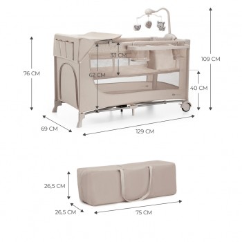 KINDERKRAFT Postieľka cestovná Joy 2 s doplňky Beige