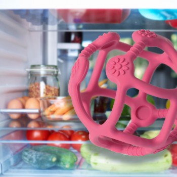 BABYONO Hryzačka silikónová Ortho loptička ružová 0m+