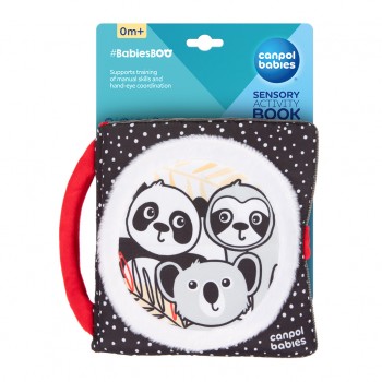CANPOL BABIES Knižka senzorická zmyslová Panda BabiesBoo
