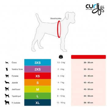 CURLI Postroj pre psov so sponou Softshell Red L, 8-13 kg