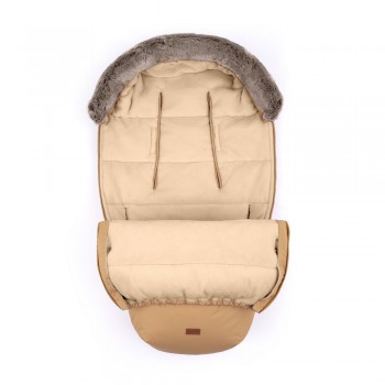 PETITE&MARS Set zimný fusak Comfy 4v1 + rukavice na kočík Furry Elegant Caramel