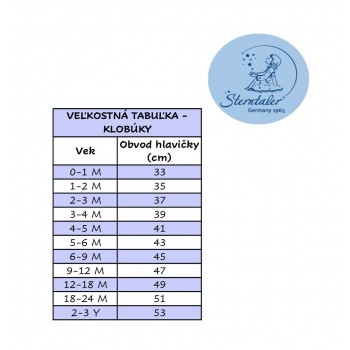 STERNTALER Čiapka GOTS z džerseja (organická) s prúžkami dievča-37 cm-2-3 m