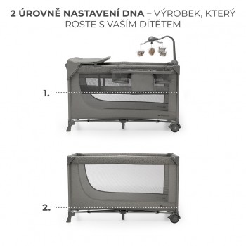 KINDERKRAFT Postieľka cestovná Joy 2 s doplňky Dark grey