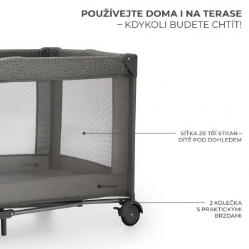 KINDERKRAFT Postieľka cestovná Joy 2 s doplňky Dark grey