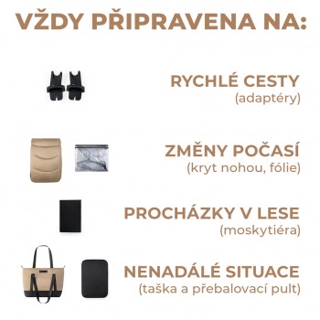 KINDERKRAFT Kočík kombinovaný 3v1 Prime 2 Beige