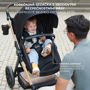 KINDERKRAFT Kočík kombinovaný Moov 2 3v1 Moonlight Grey - penové kolesá