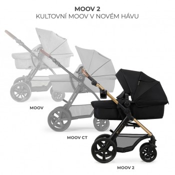 KINDERKRAFT Kočík kombinovaný Moov 2 3v1 Pure Black - penové kolesá