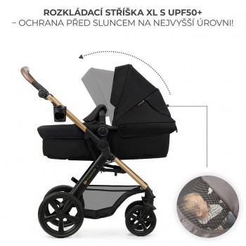 KINDERKRAFT Kočík kombinovaný Moov 2 3v1 Pure Black - penové kolesá