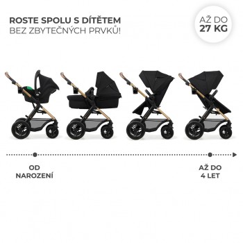 KINDERKRAFT Kočík kombinovaný Moov 2 Air 3v1 Pure Black