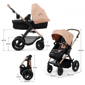 KINDERKRAFT Kočík kombinovaný Moov 2 Air 3v1 Sand Beige