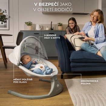 KINDERKRAFT Lehátko pohupujúce s melódiou 2v1 Lumi, do 9 kg, Premium Dark Grey