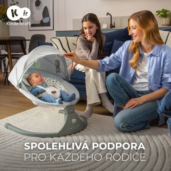 KINDERKRAFT Lehátko pohupujúce s melódiou 2v1 Lumi, do 9 kg, Premium Dark Grey