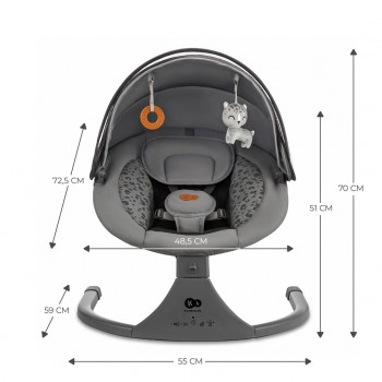 KINDERKRAFT Lehátko pohupujúce s melódiou 2v1 Lumi, do 9 kg, Premium Dark Grey