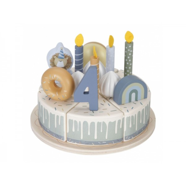 LITTLE DUTCH Torta narodeninová 26 dielov drevený Blue