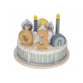 LITTLE DUTCH Torta narodeninová 26 dielov drevený Blue