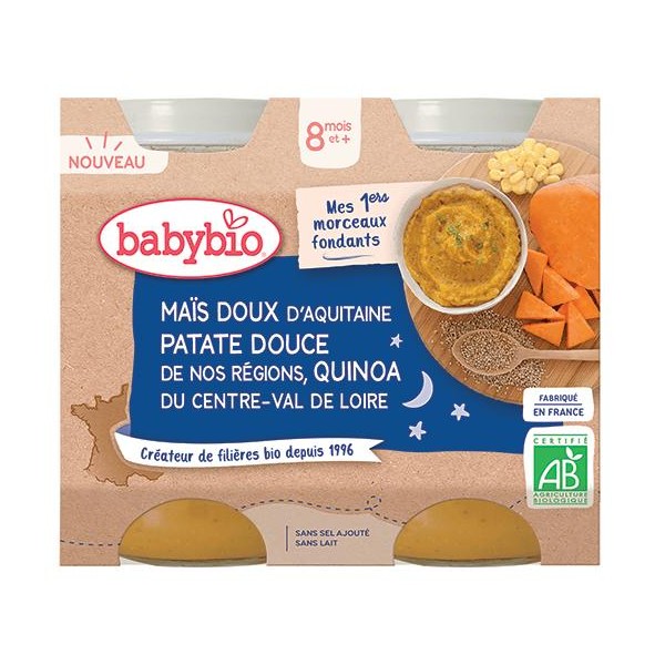 BABYBIO Bio sladká kukurica, sladké zemiaky a quinoa 2x200 g