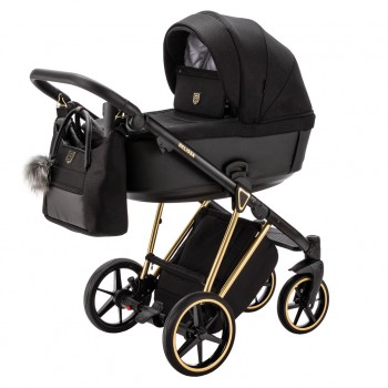 ADAMEX Kočík kombinovaný Belissa Special Edition Black/Gold + KIDDY Evoluna i-size 2 + základňa